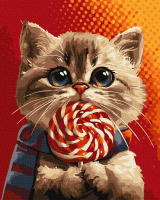 Картина за номерами - Котик із цукеркою ©art_selena_ua Идейка 40х50 см (KHO6594)