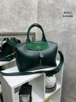 Зелена - з логотипом - cтильна та вмістка, велика та об'ємна сумка на блискавці (0235-2)