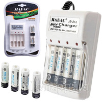 Зарядний пристрій для акумуляторів АА та ААА, Jiabao JB-212 + 4 акумулятори ААА