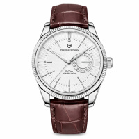Чоловічий годинник Pagani Design PD-1689 Silver-White-Brown з сапфіровим склом та механізмом SEIKO VH65