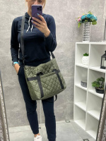 Акція. Хакі - стильний зручний стьобаний шопер з плащівки, на блискавці (5114)