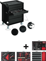 Тележка для инструментов с комплектом Black Edition II 228ед, VIGOR, V2712N