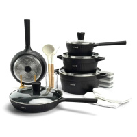 Набор посуды OSFE YD-16, 16 предметов из алюминия. Черный (YD-16)