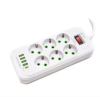Мережевий подовжувач-фільтр PNS-03/D6 білий 3 м з LED-індикатором, 4 USB і PD Type-C • Розгалужувач живлення 6–220V для дому, офісу та заряджання...