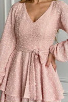 Коктейльна Сукня Букле Волани 24110 Рожева