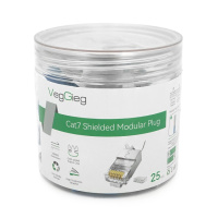 Коннектор VEGGIEG V-E010 RJ-45 8P8C, Экранированный двухкомпонентный разъем, CAT7, 10Gigabit, Q25