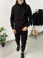 Чоловічий спортивний костюм, на флісі (чорний)