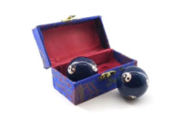 Масажні кулі Баодинга в емалі 4 см Інь Ян сині