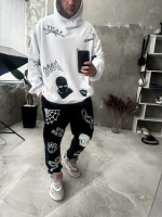 Костюм худі штани весна осінь чоловічий чорно білий