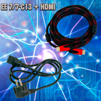 Комплект: Кабель питания для ПК CEE 7/7-C13 1.2м и HDMI кабель 4.5м для ТВ и приставки, HDMI v1.4, шнур (NS)