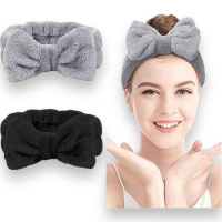 М'яка пов'язка на голову з бантиком для макіяжу та вмивання обличчя