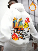 Біле чоловіче комфортне оверсайз худі з яскравим дизайном