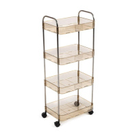 Этажерка мобильная четырехъярусная из акрила и металла для хранения 40х28,5х95см Бежевая SW-00002112