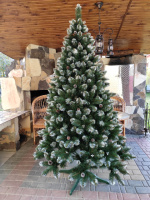 Ялинка Кармен 2.50 м з сріблястими шишками і перлинами ПВХ