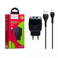 Сетевое зарядное устройство HOCO C77A Highway ~ 2USB 2.4A Lightning (черный)