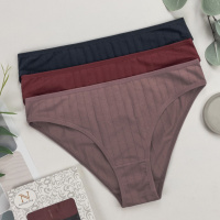 Жіночі бавовняні трусики в рубчик   M, L, XL      3 шт.