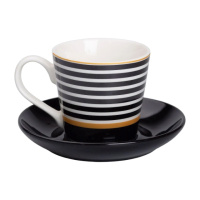 Фарфоровая чашка с черным блюдцем 200 мл RX-N24708B