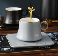 Кружка с блюдцем и ложкой 8453 180 мл серая