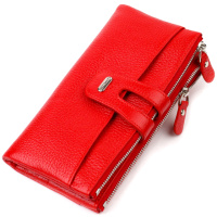 Яркий женский кошелек с удобным функционалом из натуральной кожи CANPELLINI 21895 Красный