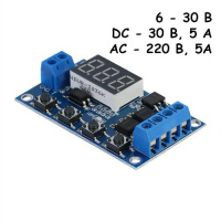 Реле с настраиваемой задержкой DC6-30В AC220В, таймер отсчета
