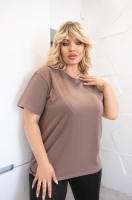 Базова жіноча футболка «Enkel» оптом | Норма і батал Мокко, 42-44