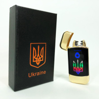 Дуговая электроимпульсная зажигалка с USB-зарядкой Украина LIGHTER HL-439. Цвет: золотой