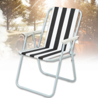 Кемпінговий складний металевий стілець 76х50х51 см у смужку STD-03 (Синій, чорний, зелений)
