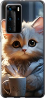 Чехол на Huawei P40 Pro White cat 5646u-1839