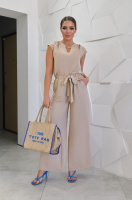 Літній повсякденний жіночий костюм «Fleur» оптом | Батал Бежевий, 50-52