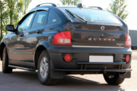 Задняя защита AK005-2 Черный (нерж. сталь) для SsangYong Action 2005-2018 гг