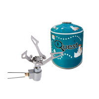 Набор Газовая горелка титановая BRS-3000T + Газовый баллон резьбовой Quest, 450гр