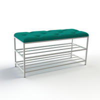 Банкетка для обуви Женева-1 90см велюр изумрудный 8-0-9003