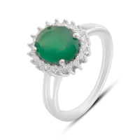 Серебряное кольцо CatalogSilver с натуральным агатом, фианитами, вес изделия 3,03 гр (2174110) 17.5 размер