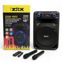 Профессиональная аккумуляторная акустическая система ZXX-1011 800 Вт 15« со светомузыкой и микрофонами
