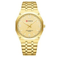 Чоловічий наручний годинник Curren 8504 Gold золотистий з металевим браслетом