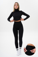 Жіночі теплі лосини в рубчик на хутрі Without Limited Black