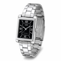 Жіночий годинник Casio LTP-1234DD-1A — класична модель зі сріблястим браслетом та чорним циферблатом