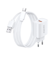Мережевий зарядний пристрій з кабелем REMAX Kiddy 18W Charger+ Cable Set RP-U119  EU-A-C (6954851245742)