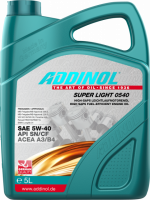 5W40 4L ADDINOL SUPER LIGHT 0540 Масло синтетическое энергосберегающее ACEA A3 / B4, API CF/SN 502 00/505 00/505 01