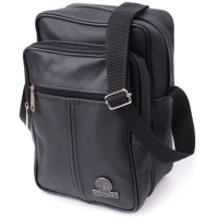 Вместительная мужская вертикальная сумка из натуральной кожи Vintage sale_15111 Черный