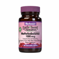 Метилкобаламин (В12) 1000мкг, Вкус Малины, Earth Sweet Chewables, Bluebonnet Nutrition, 60 жевательных