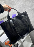 Чорна — вмістка, велика сумка-трансформер з крокодиловим принтом (0232-5)