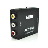 Конвертер Mini, AV to HDMI, ВХІД 3RCA(мама) на ВИХІД HDMI(мама), 720P/1080P, Black, BOX