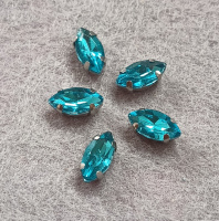 Страз(стекло) в оправе/ 5×10мм/ голубой/ 5 шт