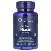 Ніацин, Вітамін В3, 640 мг, No Flush Niacin, Life Extension, 100 капсул