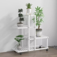 Стеллаж с полками для горшков с цветами и растениями металлический на 4 яруса цвет белый