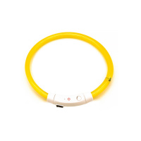 Светодиодный LED ошейник L-18 USB светящийся водоотталкивающий для собак и котов  Yellow S