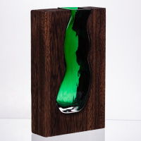 Ваза стеклянная прозрачная прямоугольная, декоративная ваза для дома стильная для цветов HP-32-1