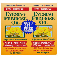 Масло Вечерней Примулы, Evening Primrose Oil, American Health, 1300 мг, 2 баночки по 60 капсул