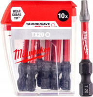 Біта SHOCKWAVE MILWAUKEE, TX20, 50мм, (10шт), пластикова коробка